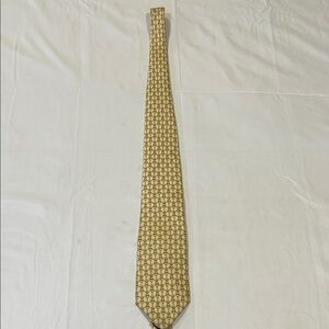 Ambria Elegant Gold Patterned Men's Tie Made in Italy 100% Silk
